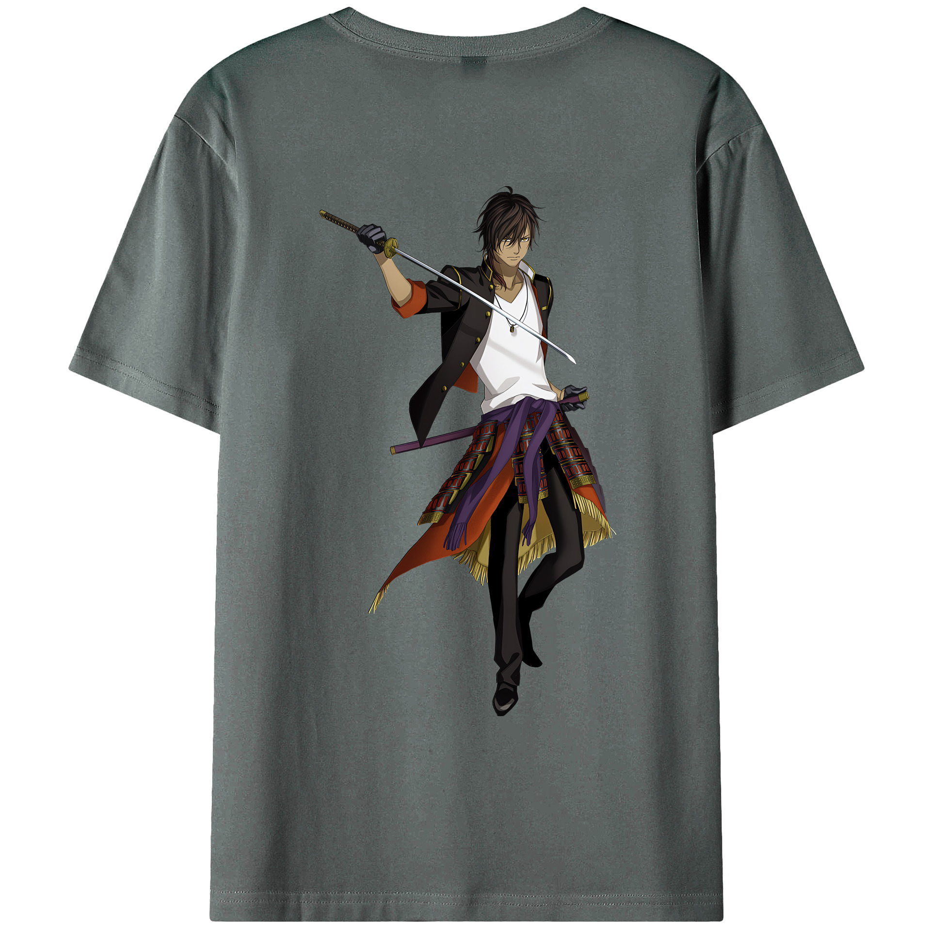 （画像用） 刀剣乱舞 Touken Ranbu 綿100％ メンズ半袖Tシャツ（バックプリント） 通気性